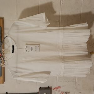 Zara pleated bottom white t-shirt
